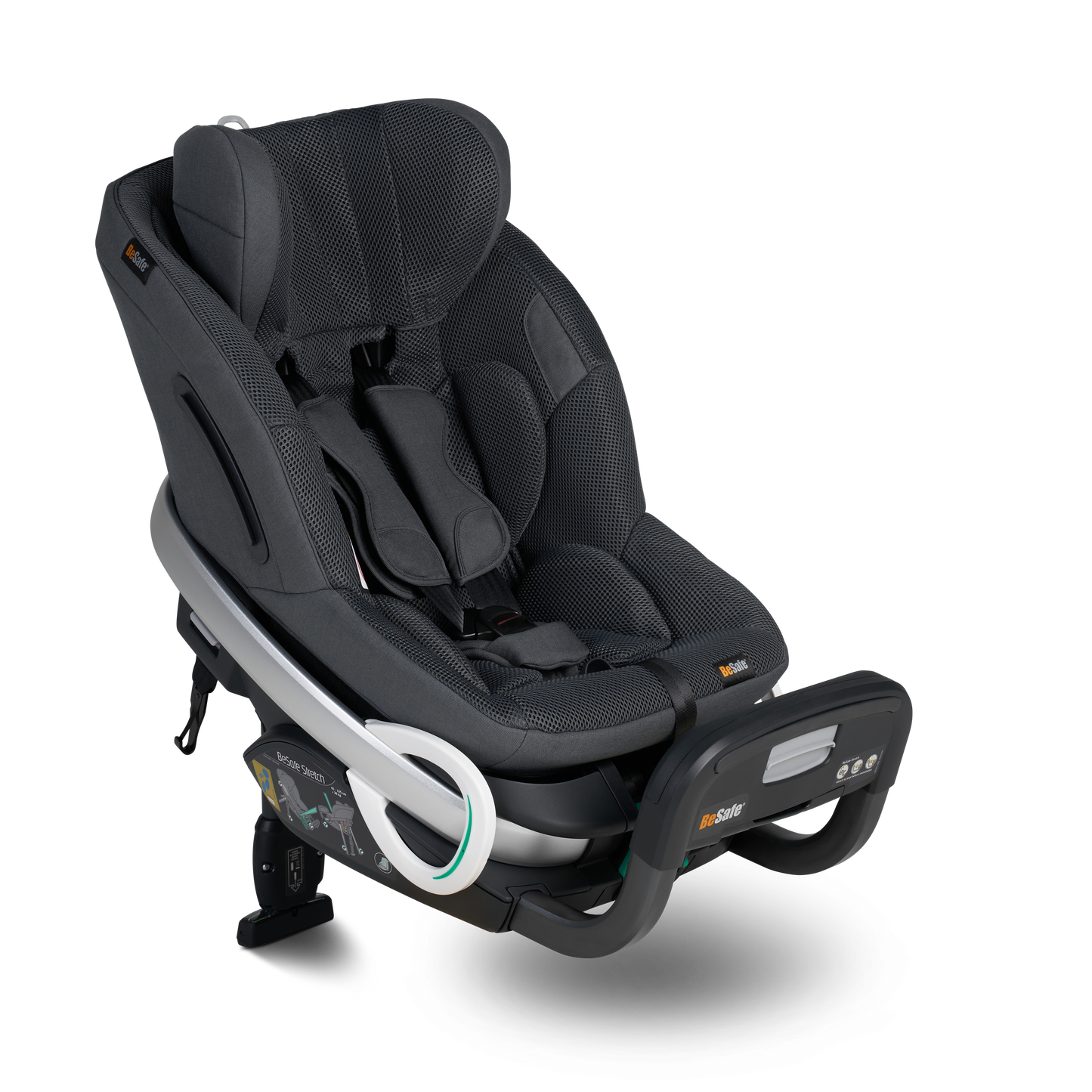 BeSafe Stretch Anthracite Mesh Carseat Carseats Car Seat Front Angled View