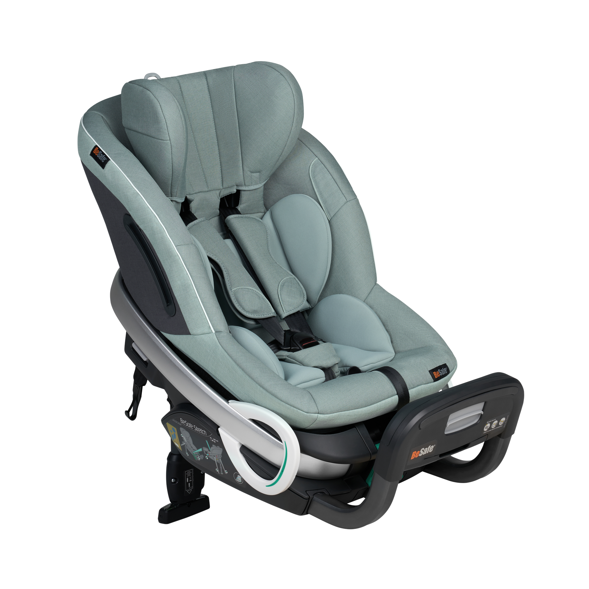 BeSafe Stretch Sea Green Melange Carseat Carseats Car Seat Front Angled View