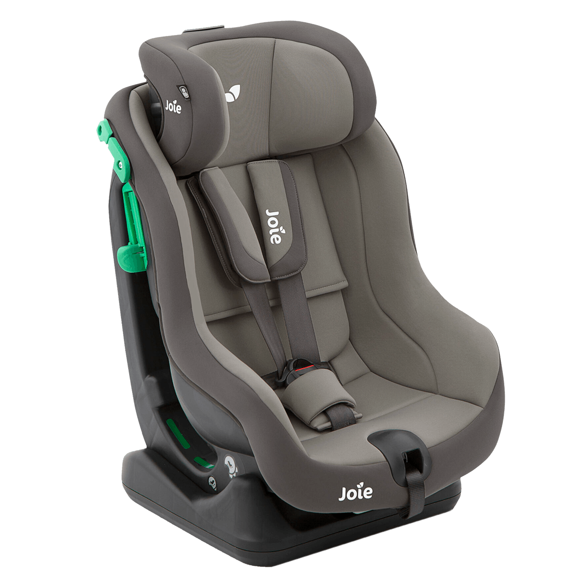 Joie Steadi R129 Cobblestone Angled view with raised headrest Carseat Carseats Car Seat