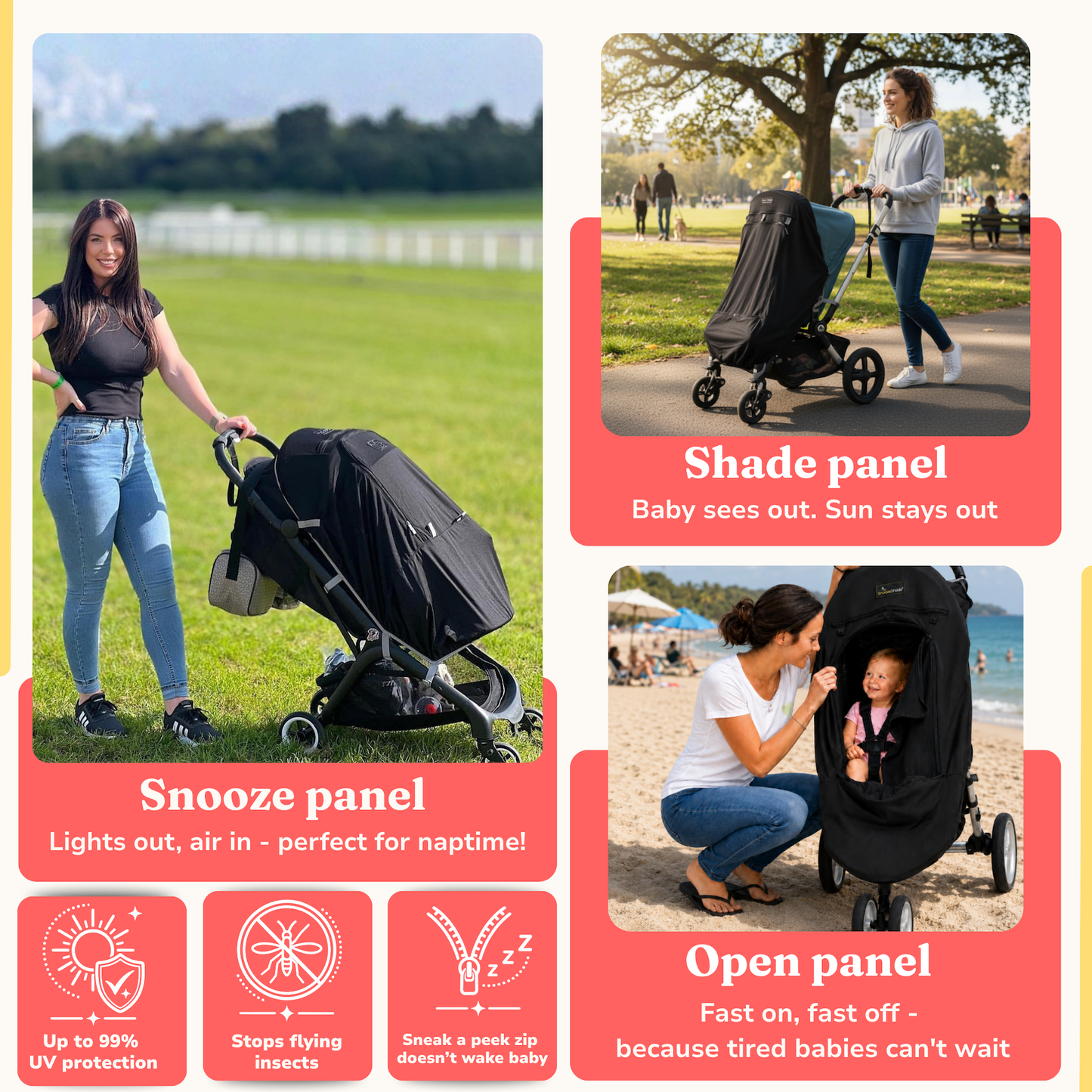 SnoozeShade Plus Extra - Stroller & Buggy Sun & Sleep Shade