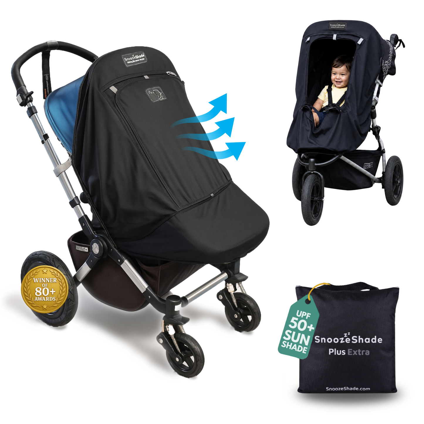 SnoozeShade Plus Extra - Stroller & Buggy Sun & Sleep Shade