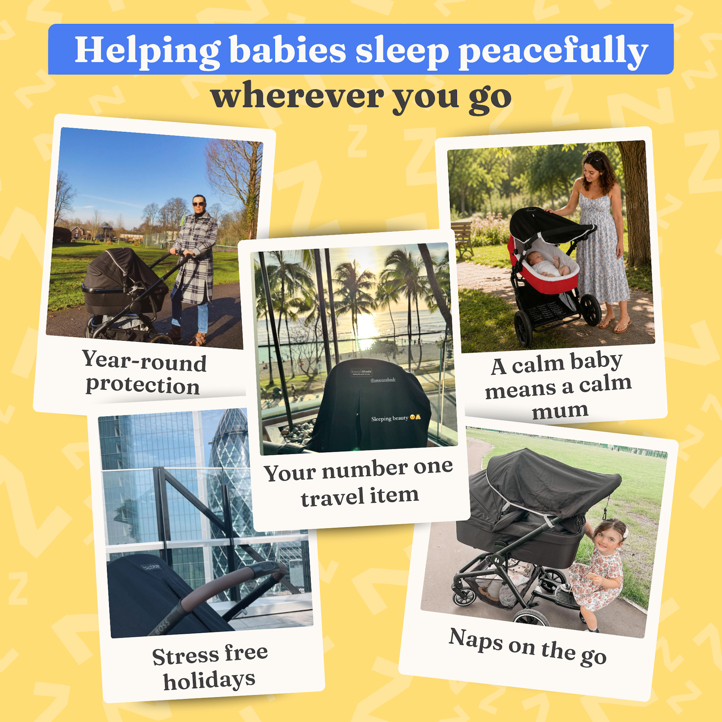 SnoozeShade Original Pram & Carrycot Sunshade -  99% UV Protection for Newborns - Limited Edition Grey Trim