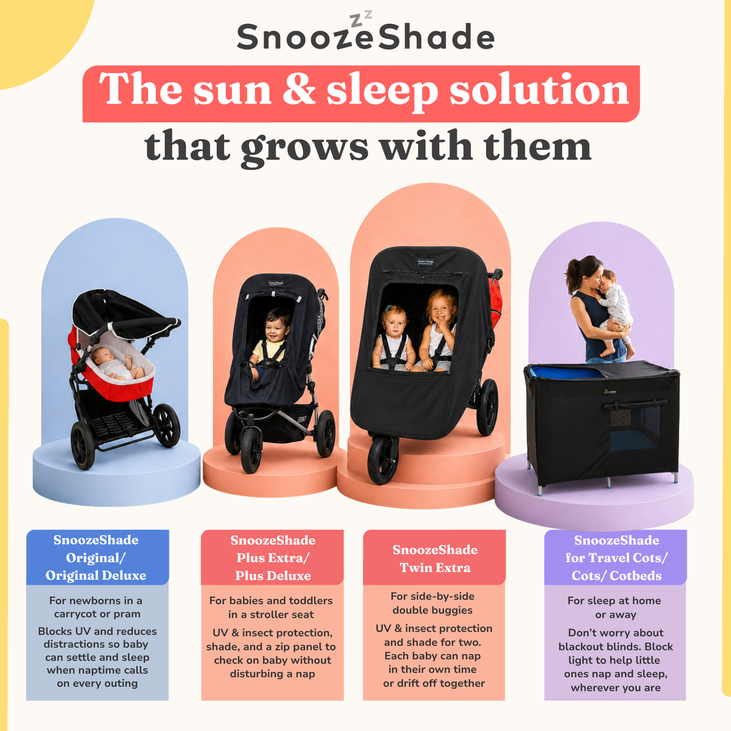 SnoozeShade Plus Extra - Stroller & Buggy Sun & Sleep Shade